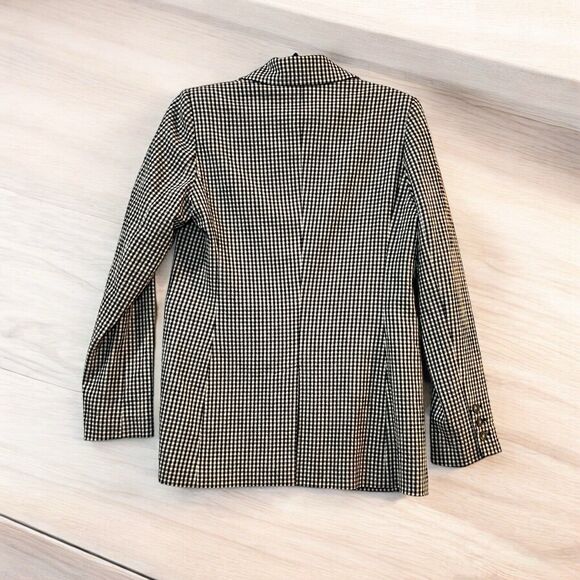 NEW Pearl Womens Blazer 8 Check $545 Leather Detail Equestrian - Picture 2 of 8